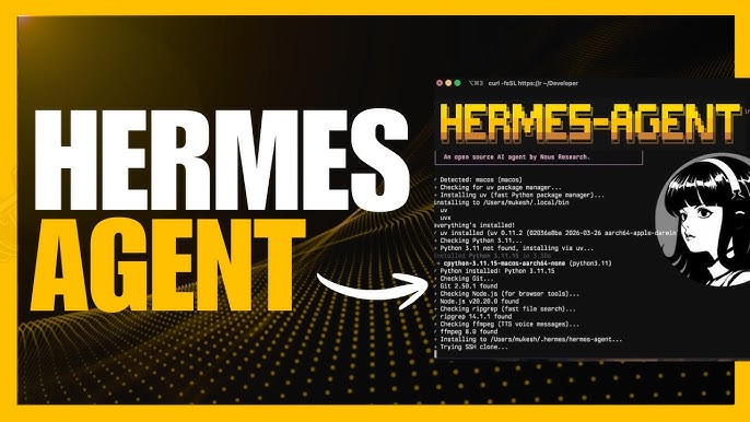 Hermes Agent install screen - open-source AI agent by Nous Research